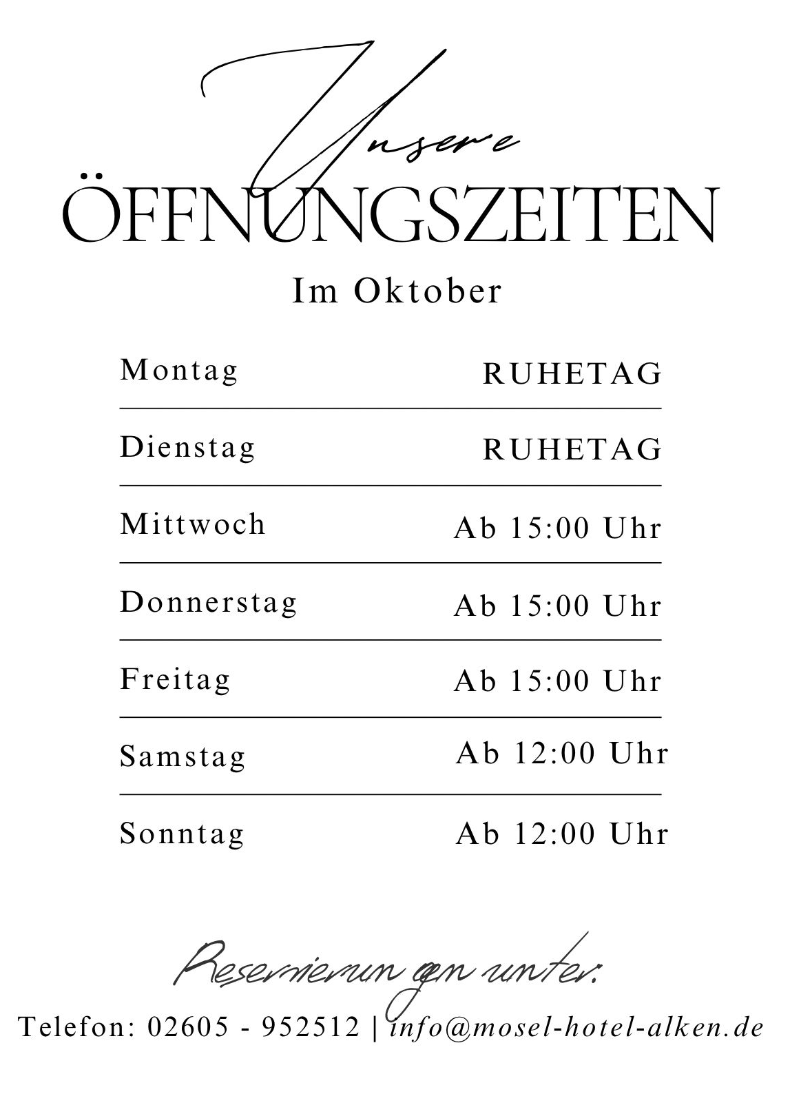 öffnungszeiten